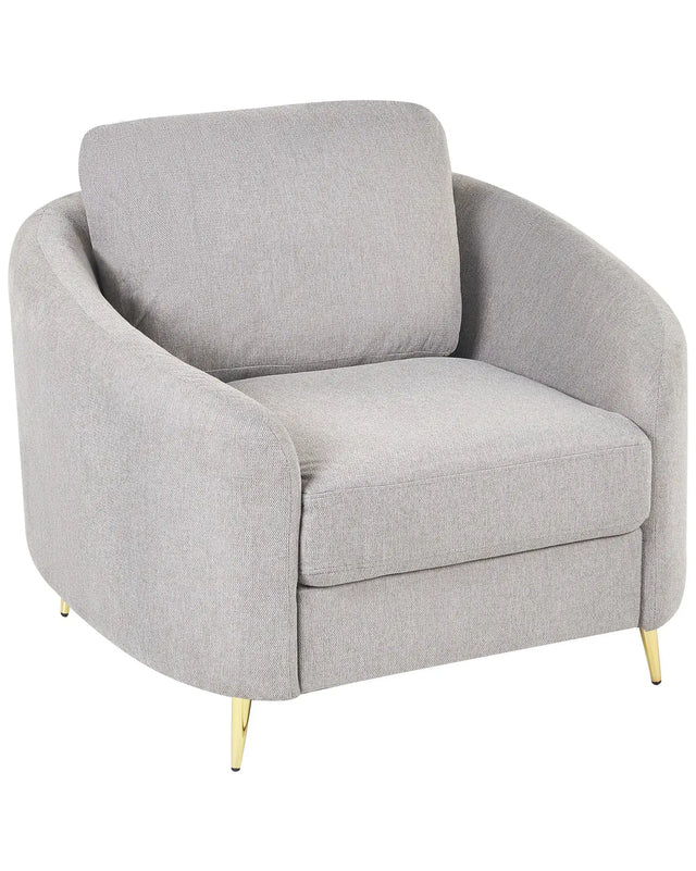 Armchair Fabric Grey Gold Metal Legs Club Chair Curvy Retro Living Room  Beliani