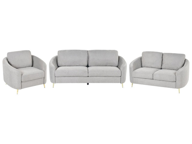 Sofa Set Grey Fabric Upholstery 3 + 2 + 1 Seater Glam Beliani