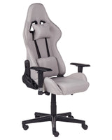 Gaming Chair Light Grey Fabric Swivel Adjustable Armrests and Height Footrest Modern Beliani