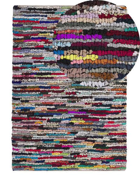 Rag Rug Multicolour with Cotton 140 x 200 cm Rectangular Hand Woven Oriental Boho Beliani
