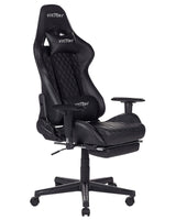 Gaming Chair Black Faux Leather Swivel Adjustable Armrests and Height Footrest Modern Beliani