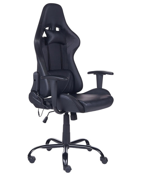 Gaming Chair Black Faux Leather Swivel Adjustable Height Gas Lift with LED Lights Modern Office  Beliani