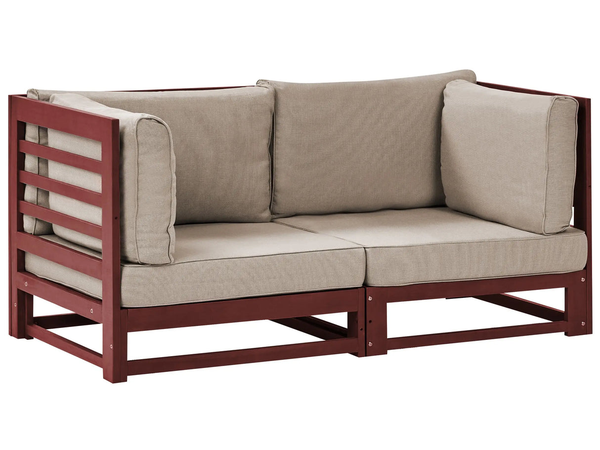 Garden Sofa Mahogany Brown Acacia Wood Outdoor 2 Seater Bnech with Cushions Modern Design Beliani