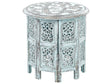 Side Table Blue Mango Wood Distressed Round Top Base  45 cm Vintage Rustic Design Beliani