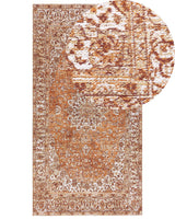 Area Rug Orange Cotton Polyester 80 x 150 cm Oriental Pattern Distressed Vintage Home Decor Beliani