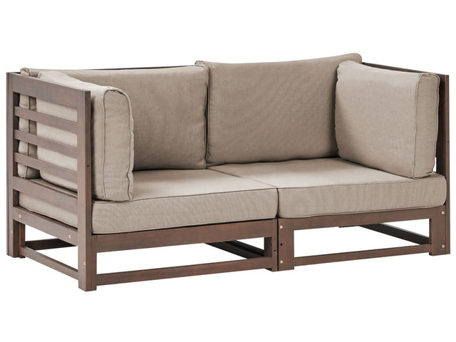 Garden Sofa Dark Acacia Wood Outdoor 2 Seater Bnech with Cushions Modern Design Beliani