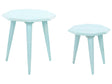 Set of 2 Nesting Side Tables Blue Distressed Mango Wood MDF Round Modern End Side Tables for Living Room Retro Vintage Design Beliani