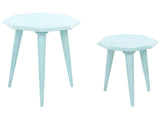 Set of 2 Nesting Side Tables Blue Distressed Mango Wood MDF Round Modern End Side Tables for Living Room Retro Vintage Design Beliani