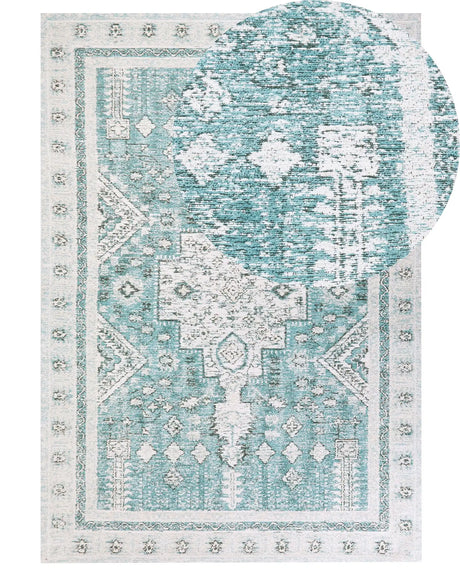 Area Rug Mint Green Cotton Polyester 160 x 230 cm Oriental Pattern Distressed Vintage Home Decor Beliani