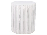 Side Table White MDF  45 cm Distressed Finish Round Living Room Furniture Vintage Design Beliani