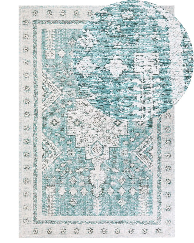 Area Rug Mint Green Cotton Polyester 200 x 300 cm Oriental Pattern Distressed Vintage Home Decor Beliani