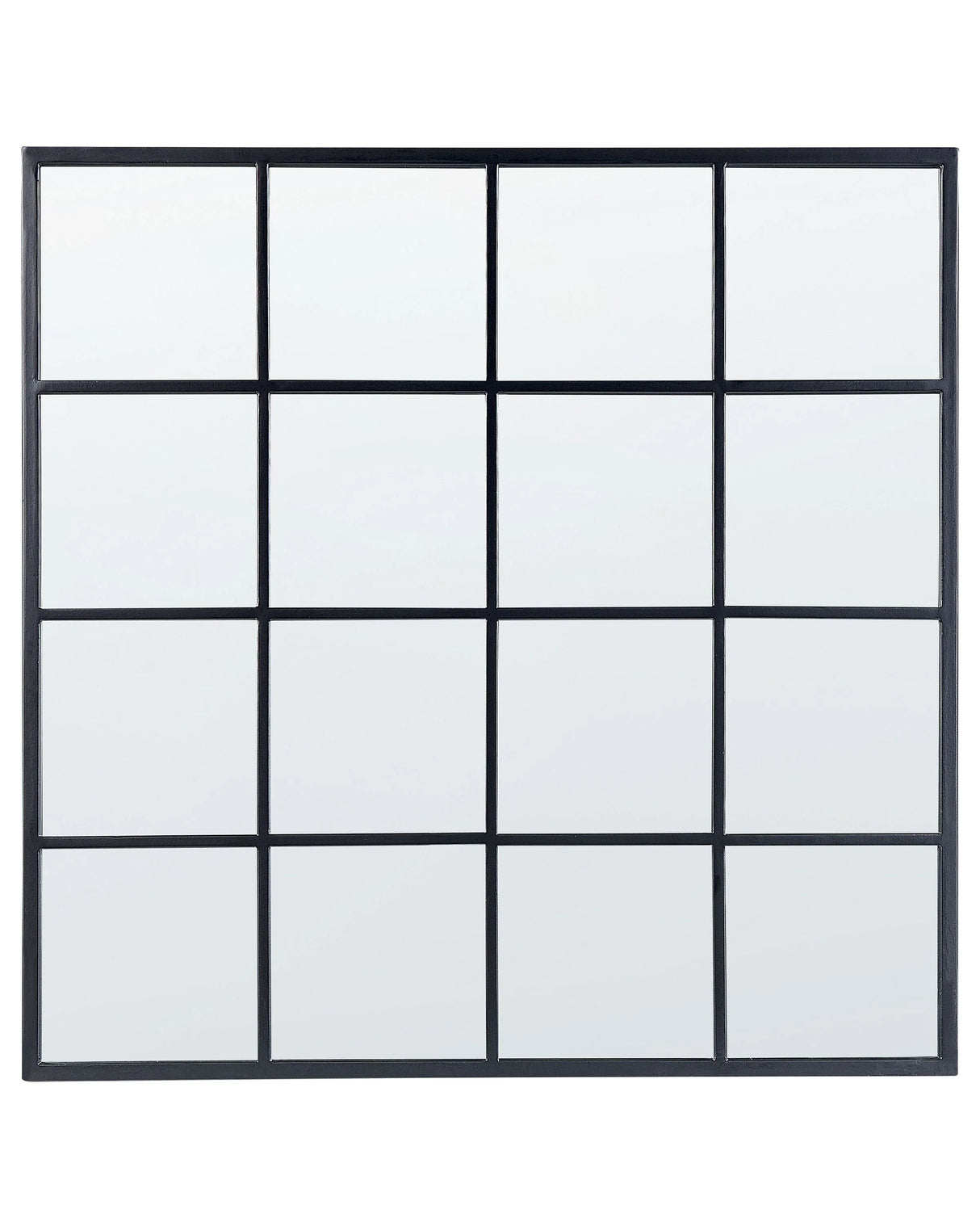 Wall Hanging Mirror Black Metal Glass 78 x 78 cm Window Shape Square Metal Frame Industrial Modern Beliani