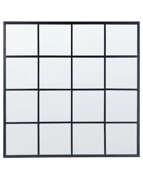 Wall Hanging Mirror Black Metal Glass 78 x 78 cm Window Shape Square Metal Frame Industrial Modern Beliani
