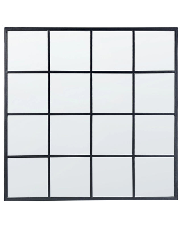 Wall Hanging Mirror Black Metal Glass 78 x 78 cm Window Shape Square Metal Frame Industrial Modern Beliani