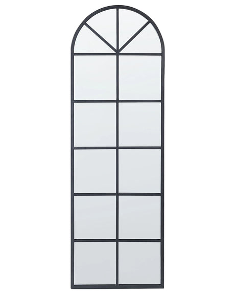 Wall Hanging Mirror Black Metal Glass 40 x 120 cm Window Shape Metal Frame Industrial Modern Beliani
