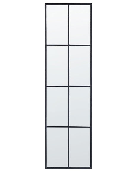 Wall Hanging Mirror Black Metal Glass 38 x 132 cm Window Shape Rectangular Metal Frame Industrial Modern Beliani