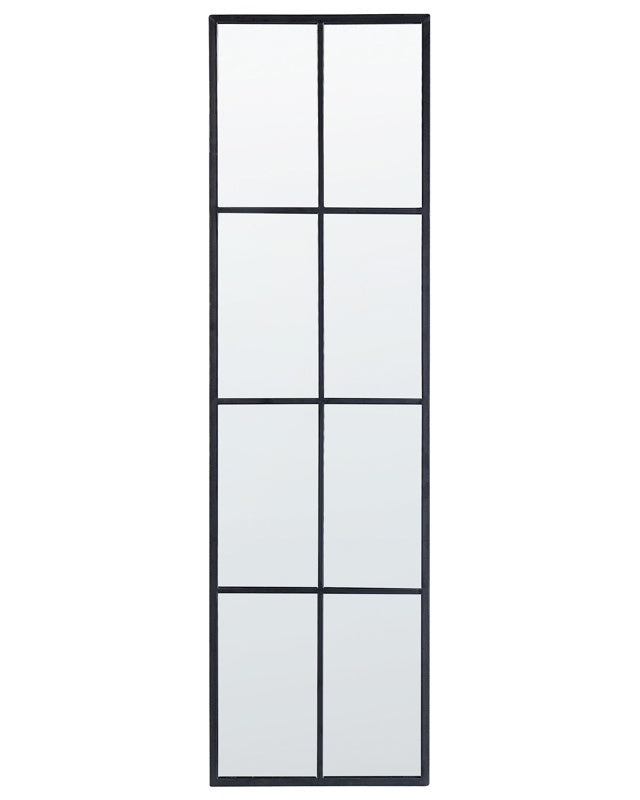 Wall Hanging Mirror Black Metal Glass 38 x 132 cm Window Shape Rectangular Metal Frame Industrial Modern Beliani