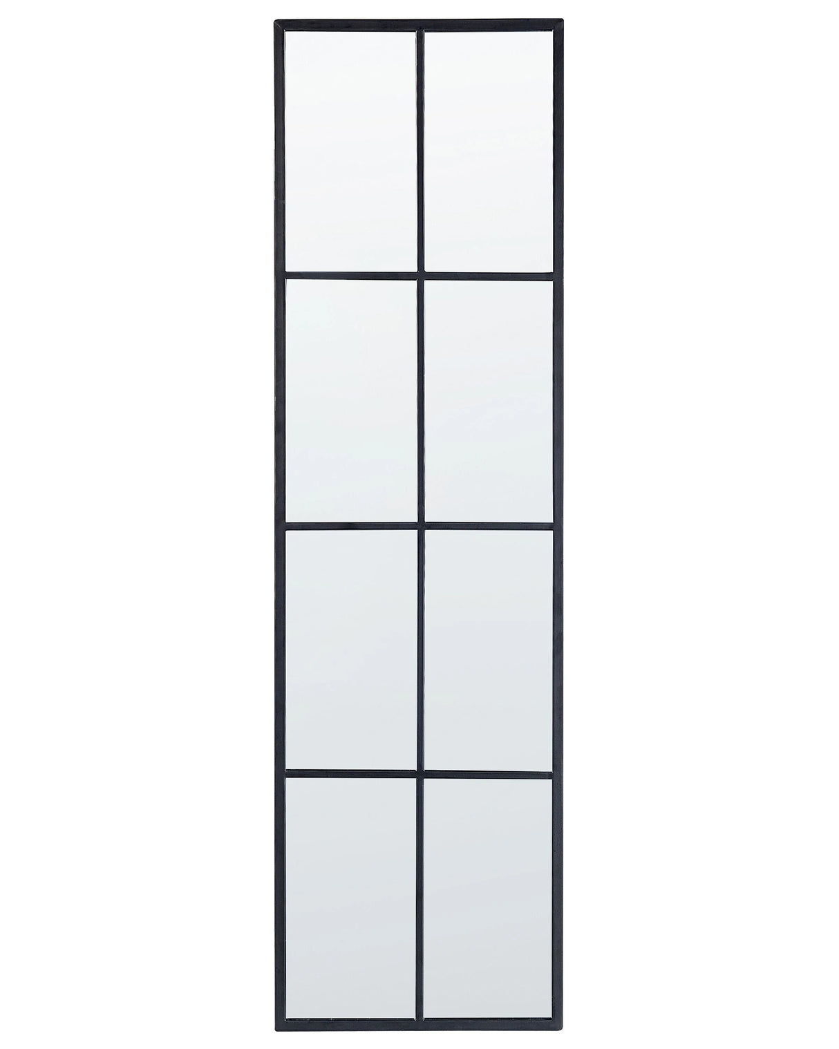Wall Hanging Mirror Black Metal Glass 38 x 132 cm Window Shape Rectangular Metal Frame Industrial Modern Beliani
