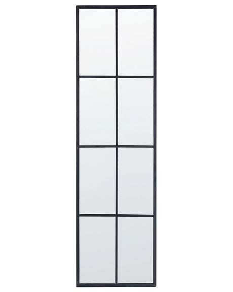 Wall Hanging Mirror Black Metal Glass 38 x 132 cm Window Shape Rectangular Metal Frame Industrial Modern Beliani