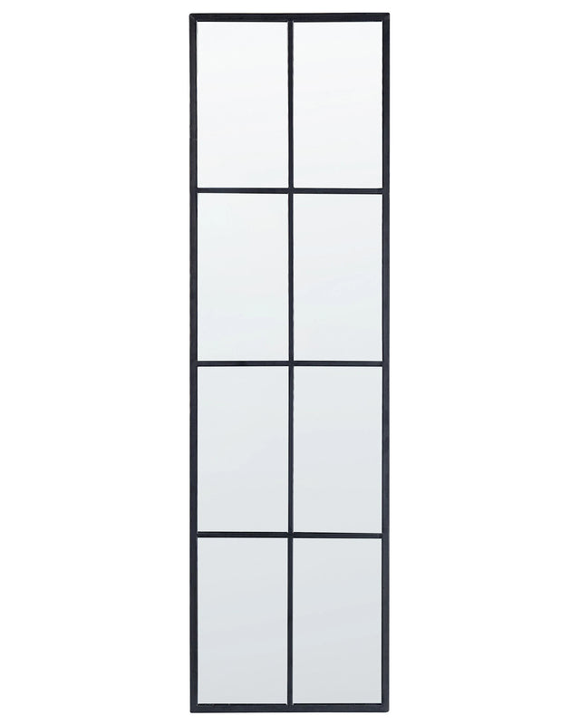 Wall Hanging Mirror Black Metal Glass 38 x 132 cm Window Shape Rectangular Metal Frame Industrial Modern Beliani
