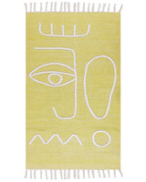 Area Handwoven Rug Yellow Polyester 80 x 150 cm Rectangle Abstract Pattern with Tassels Rectangular Boho Indoor Outdoor Beliani