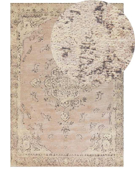 Area Rug Beige Cotton Polyester 200 x 300 cm Oriental Pattern Distressed Vintage Home Decor Beliani