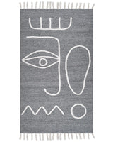 Area Handwoven Rug Grey Polyester 80 x 150 cm Rectangle Abstract Pattern with Tassels Rectangular Boho Indoor Outdoor Beliani