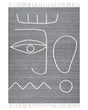 Area Handwoven Rug Grey Polyester 140 x 200 cm Rectangle Abstract Pattern with Tassels Rectangular Boho Indoor Outdoor Beliani