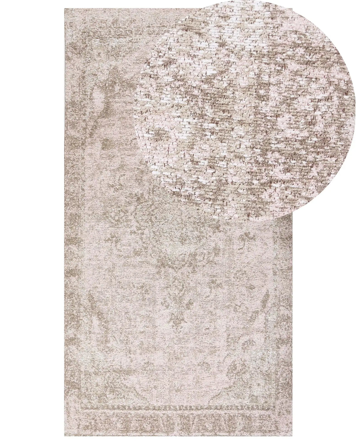 Area Rug Pink Cotton Polyester 80 x 150 cm Oriental Pattern Distressed Vintage Home Decor Beliani