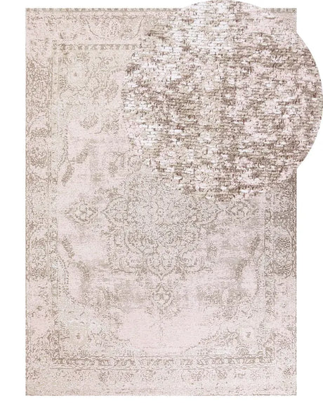 Area Rug Pink Cotton Polyester 200 x 300 cm Oriental Pattern Distressed Vintage Home Decor Beliani