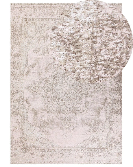 Area Rug Pink Cotton Polyester 200 x 300 cm Oriental Pattern Distressed Vintage Home Decor Beliani