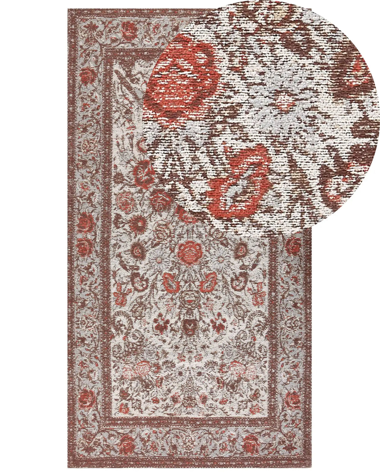 Area Rug Multicolour Cotton Polyester 80 x 150 cm Floral Pattern Traditional Vintage Home Decor Beliani