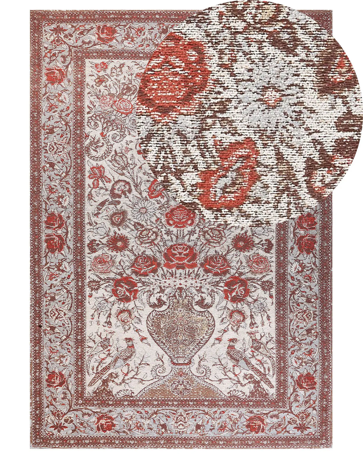 Area Rug Multicolour Cotton Polyester 160 x 230 cm Floral Pattern Traditional Vintage Home Decor Beliani