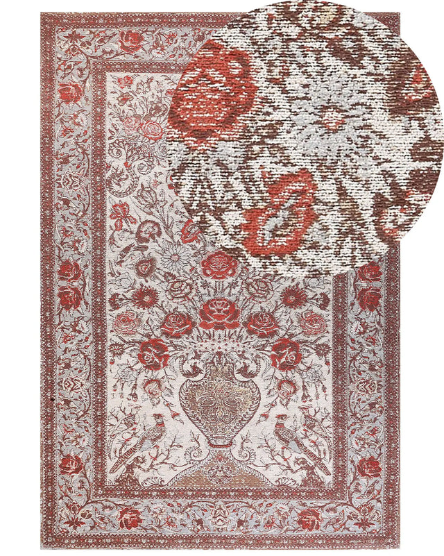 Area Rug Multicolour Cotton Polyester 200 x 300 cm Floral Pattern Traditional Vintage Home Decor Beliani