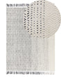 Rug White and Grey Wool Cotton 140 x 200 cm Hand Woven Flat Weave with Tassels Beliani