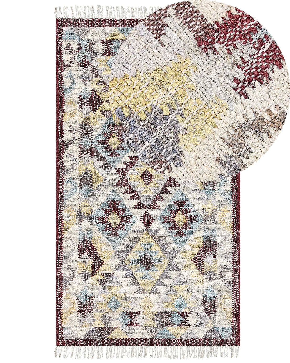 Area Rug Multicolour Jute 80 x 150 cm Rectangle with Tassels Handwoven Boho Style Living Room Bedroom Beliani