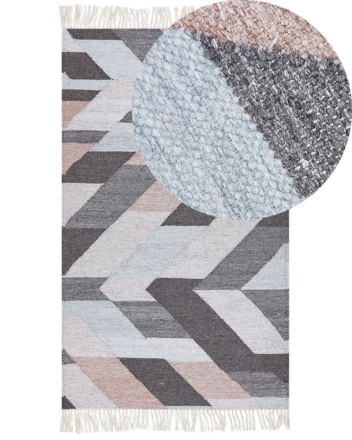 Area Rug Multicolour Jute 80 x 150 cm Rectangle with Tassels Handwoven Boho Style Living Room Bedroom Beliani