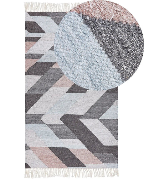 Area Rug Multicolour Jute 80 x 150 cm Rectangle with Tassels Handwoven Boho Style Living Room Bedroom Beliani