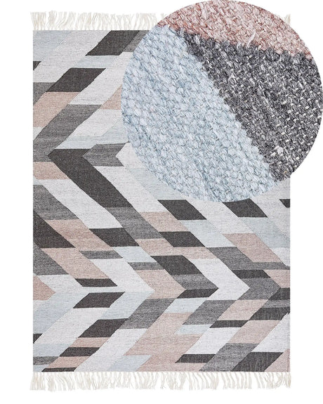 Area Rug Multicolour Jute 140 x 200 cm Rectangle with Tassels Handwoven Boho Style Living Room Bedroom Beliani