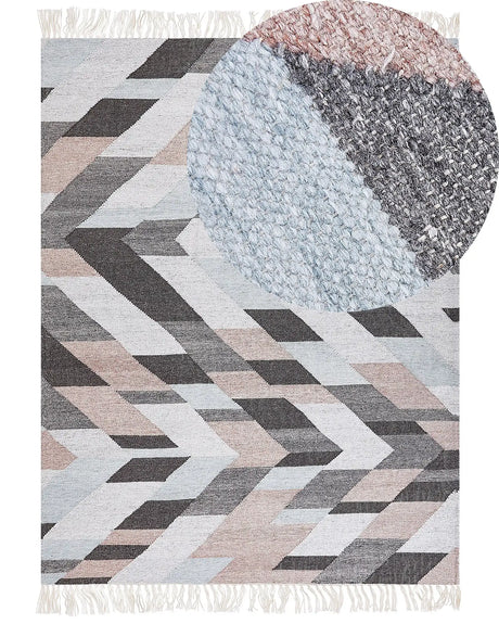 Area Rug Multicolour Jute 160 x 230 cm Rectangle with Tassels Handwoven Boho Style Living Room Bedroom Beliani