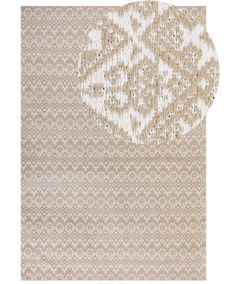 Area Rug Beige Jute 200 x 300 cm Rectangular with Geometric Pattern Flat Weave Boho Style Bedroom Living Room Beliani