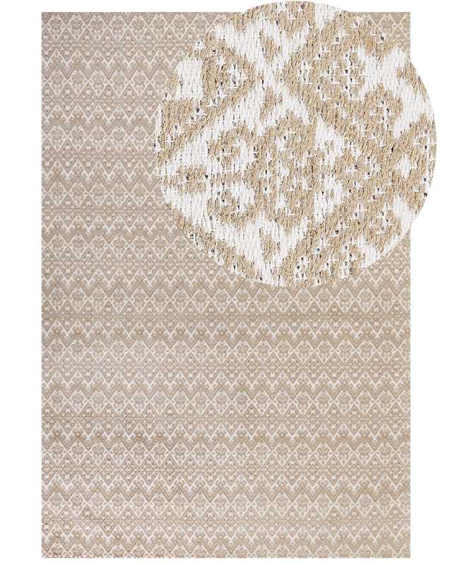 Area Rug Beige Jute 200 x 300 cm Rectangular with Geometric Pattern Flat Weave Boho Style Bedroom Living Room Beliani