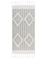Area Rug Grey and White 80 x 150 cm Synthetic Material Decorative Tassels Indian Style Indoor Outdoor  Beliani