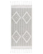 Area Rug Grey and White 80 x 150 cm Synthetic Material Decorative Tassels Indian Style Indoor Outdoor  Beliani