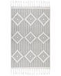 Area Rug Grey and White 140 x 200 cm Synthetic Material Decorative Tassels Indian Style Indoor Outdoor  Beliani