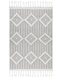 Area Rug Grey and White 160 x 230 cm Synthetic Material Decorative Tassels Indian Style Indoor Outdoor  Beliani
