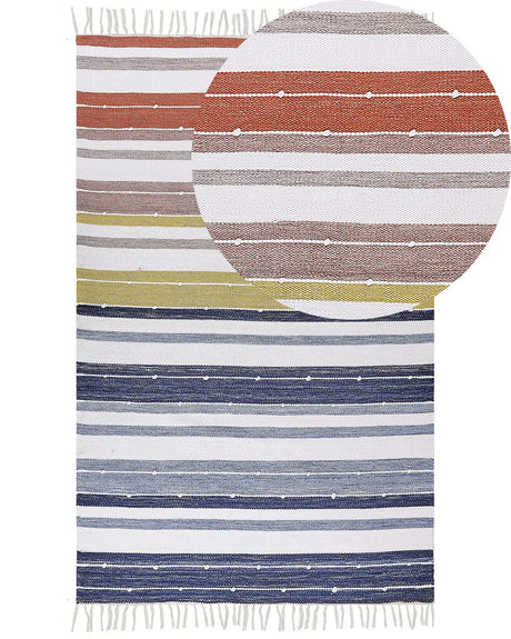 Area Rug Multicolour 140 x 200 cm Synthetic Material Decorative Tassels Indoor Outdoor  Beliani
