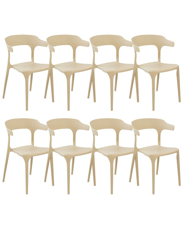 Set of 8 Garden Chairs Sand Beige Polypropylene Lightweight Weather Resistant Plastic Indoor Outdoor Modern Beliani