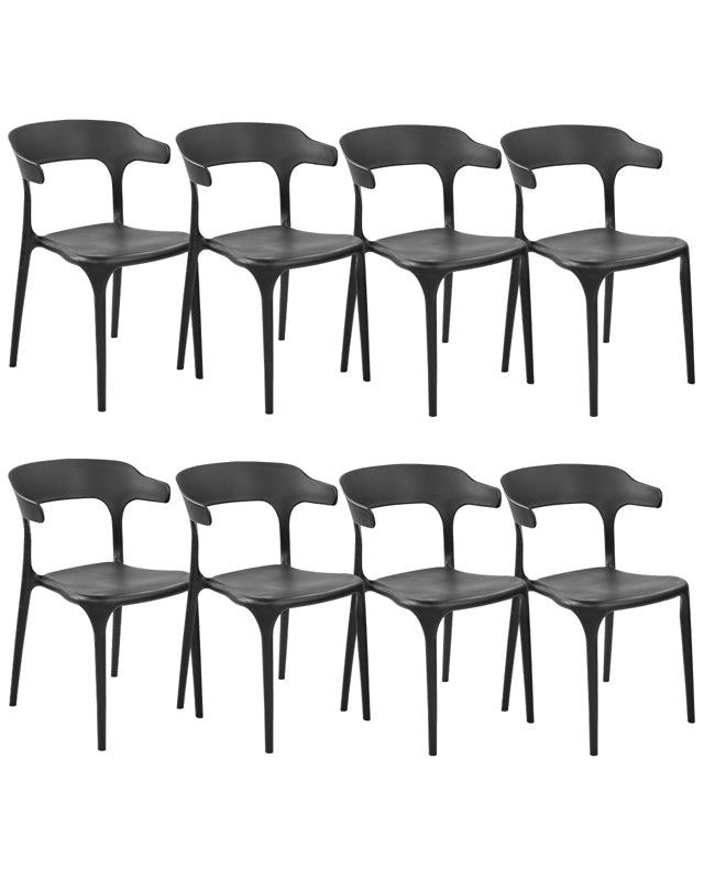 Set of 8 Garden Chairs Black Polypropylene Lightweight Weather Resistant Plastic Indoor Outdoor Modern Beliani