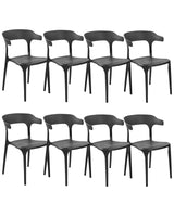 Set of 8 Garden Chairs Black Polypropylene Lightweight Weather Resistant Plastic Indoor Outdoor Modern Beliani